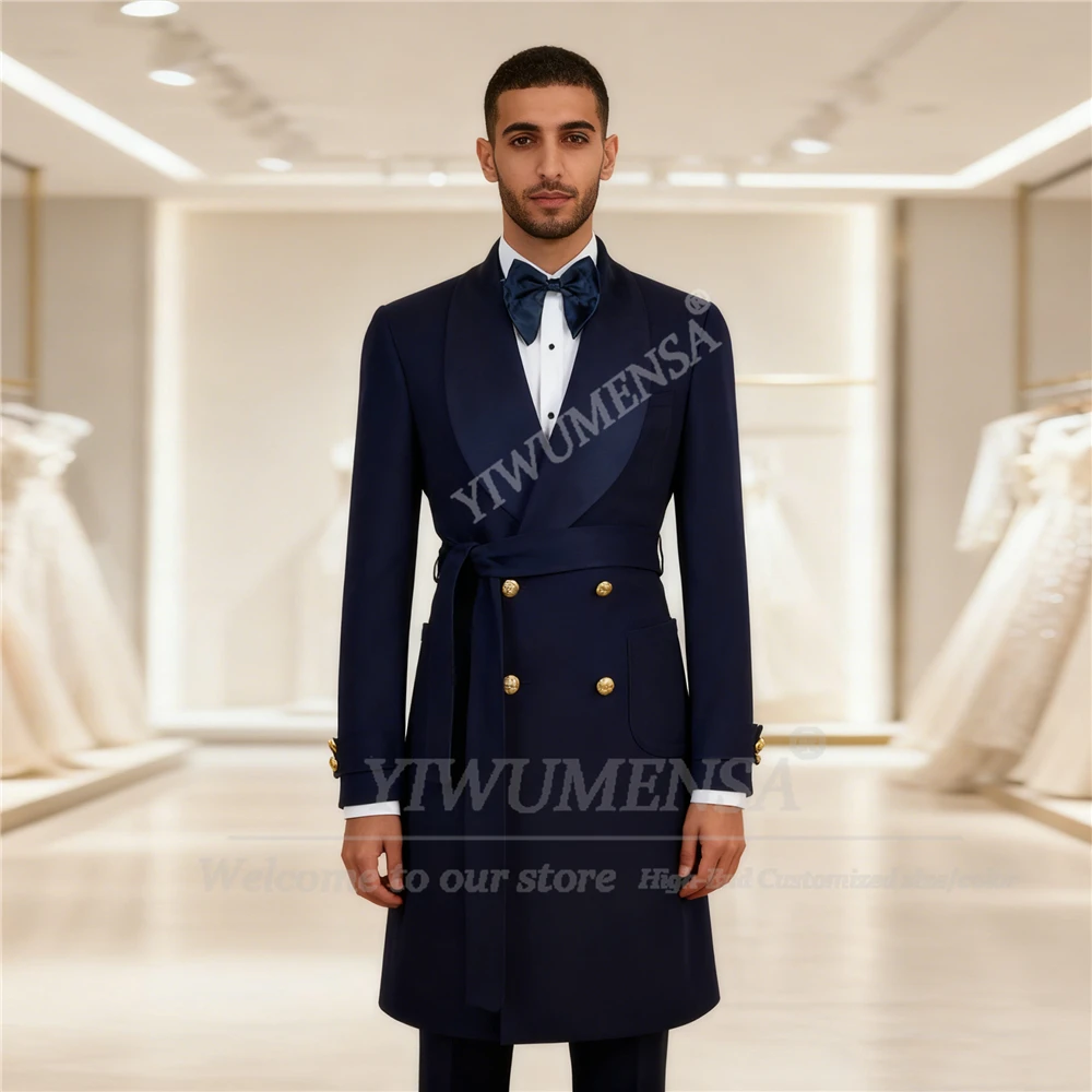 

Classic Men's Suit Jackets Outfit Double Breasted Woolen Blend Trench Coat Long Customized Man Party Overcoat Prom Blazers 2026