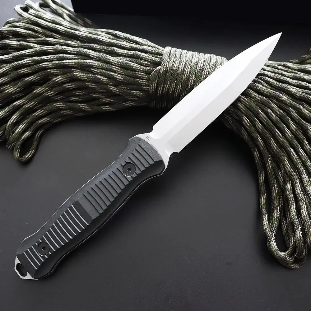 Black/Silver BM 133 SOCP Hunting Fixed Knife D2 Blade Nylon Fiberglass Handle Outdoor Tactical Camping Knives EDC Tool