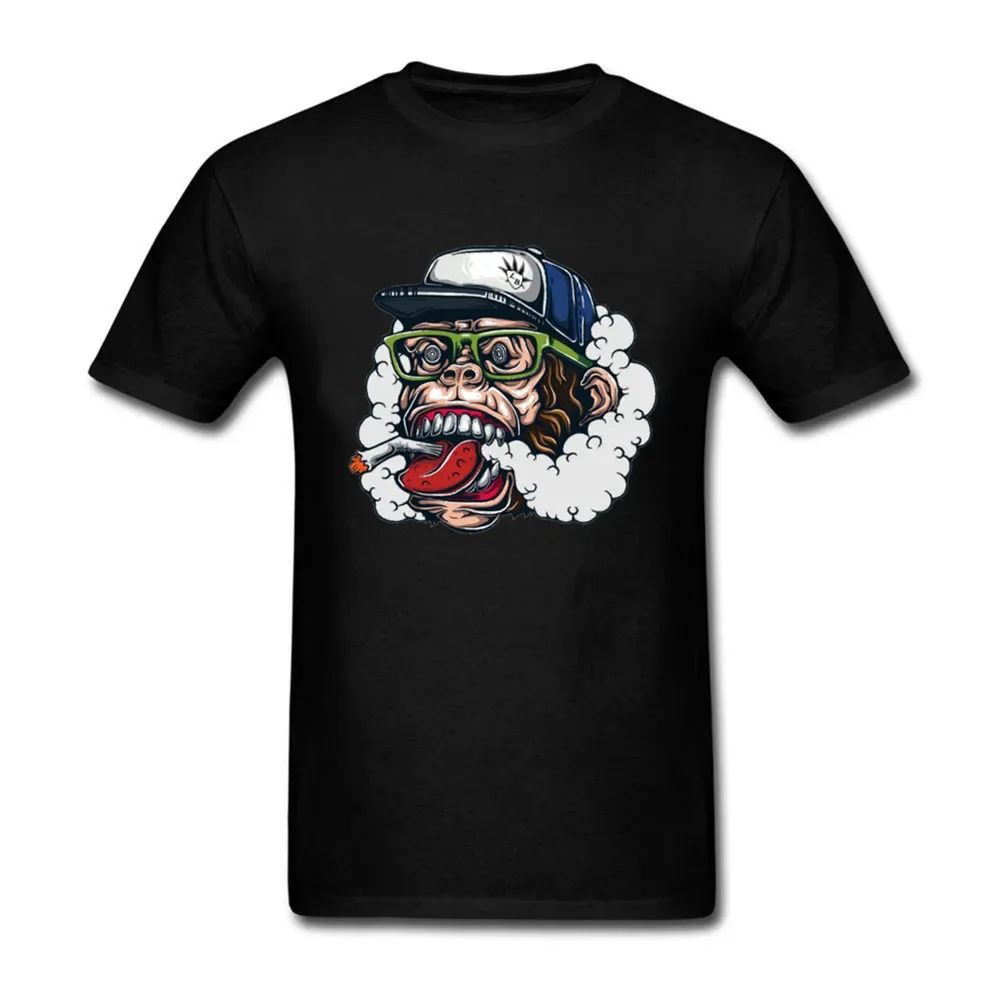 Real Animal Lovers Is Vegan. Funny Monkey Chimps Smoking T-Shirt 100% Cotton O-Neck Short Sleeve Summer Casual Mens T-shirt