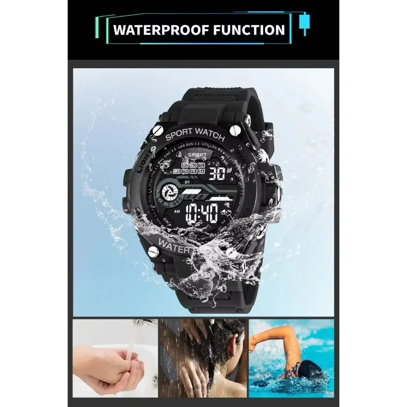 Men's Sports Watch Waterproof Man Sport Watches Multifuction LED Digital Military Watch Alarm Clock Electronic Wristwatch