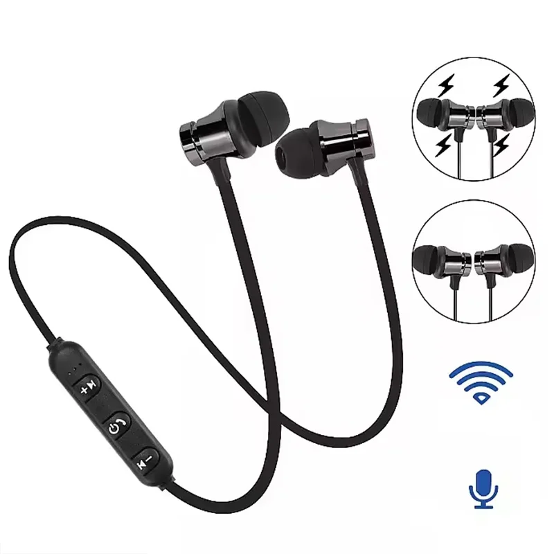 3D Stereo Music Headphones Magnetic Neckband Wireless Earphone For iPhone Huawei Xiaomi Phone Gym Workout Earbud Headphones Kit