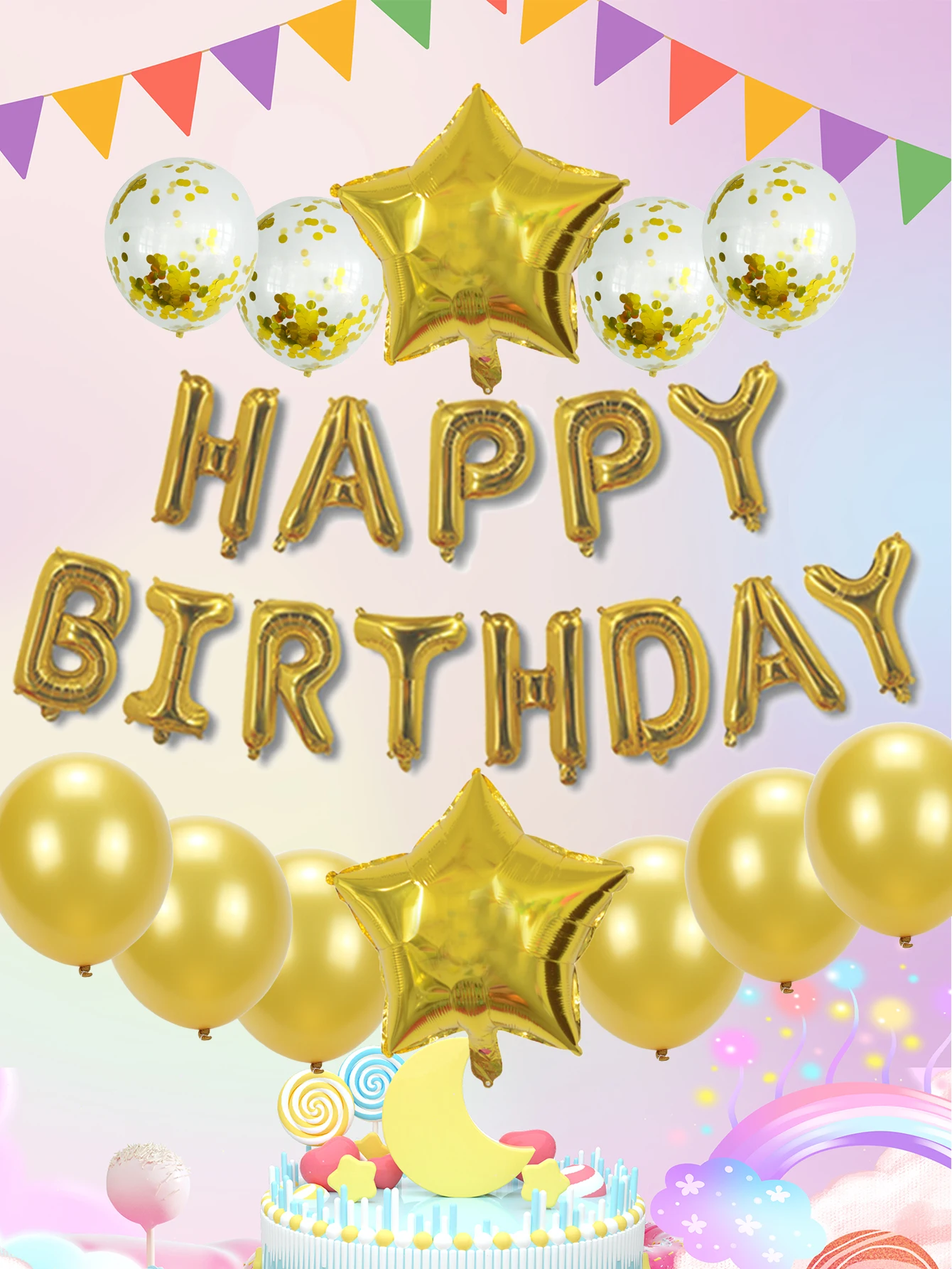 26 stücke alles Gute zum Geburtstag Brief Luftballons mit Stern Ballon Konfetti Latex Luftballons Set Geburtstags feier Dekorationen