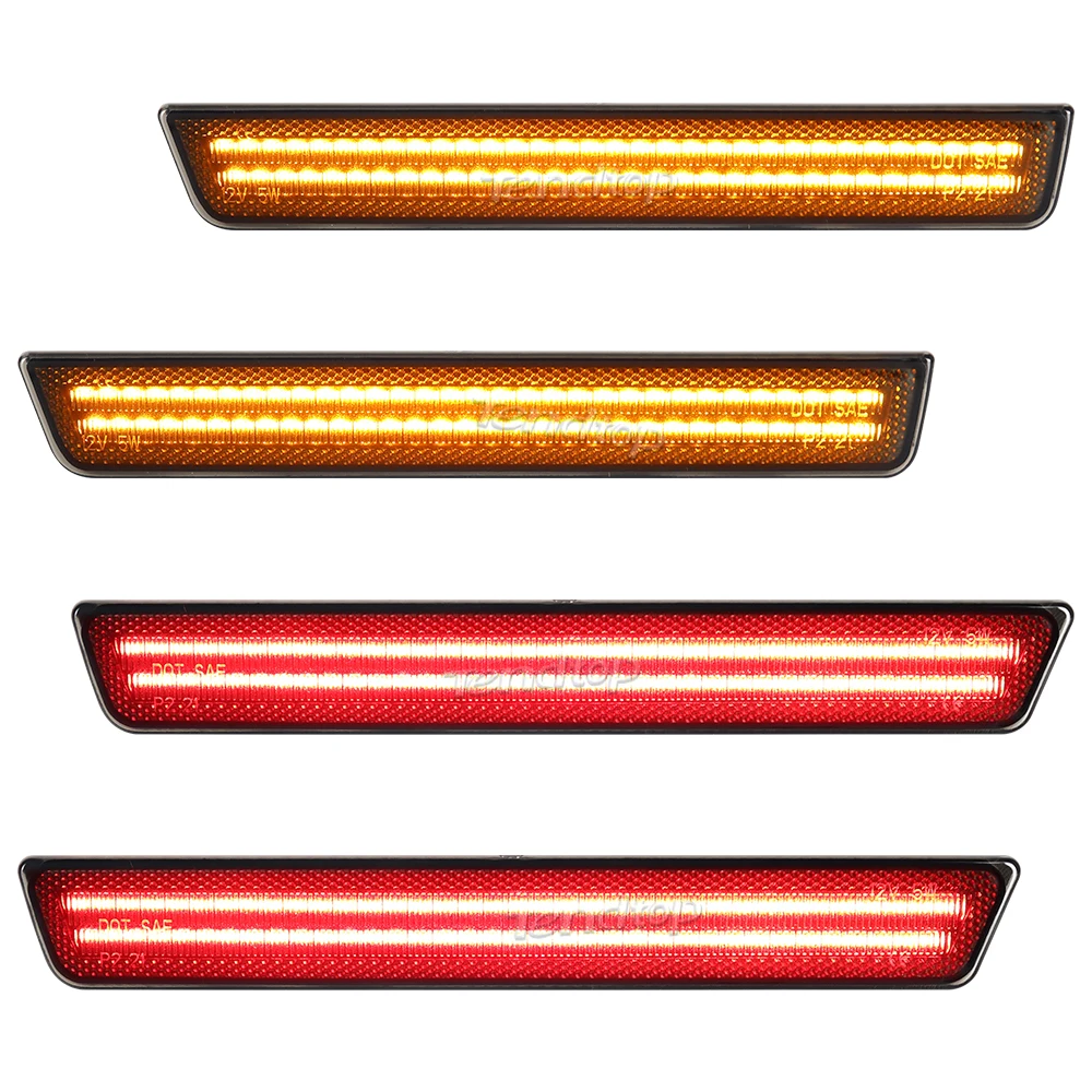 Amber/Red LED Side Marker Light for Dodge Challenger 2015 2016 2017 2018 2019 2020-2023 Front & Rear Turn Signal Driving Light