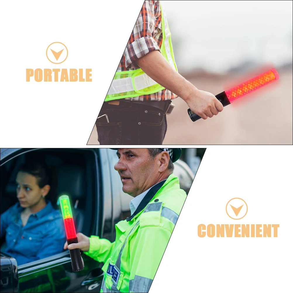 2 Pcs Glow Sticks Concert Air Traffic Control Lights Red Magnet Airport Wands LED Flashlight