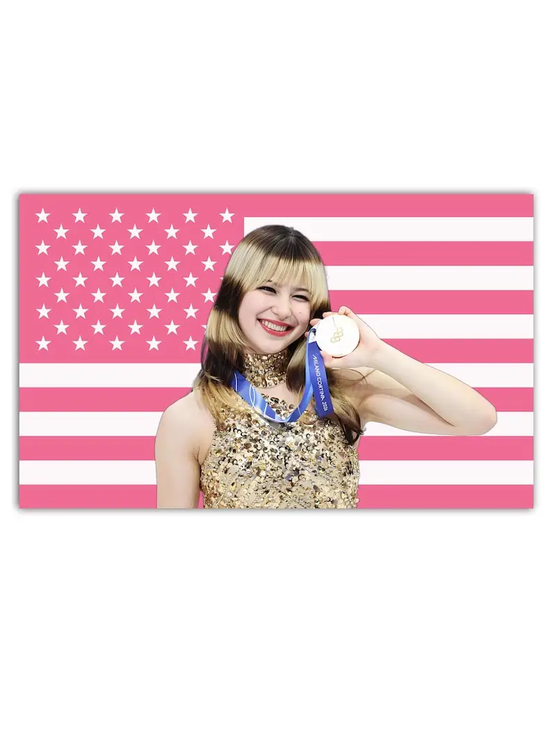 Alysa Liu Bandera americana rosa, decoraciones para exteriores, publicidad, objetos decorativos para el hogar, decoración, banderas para garajes, para dormitorios