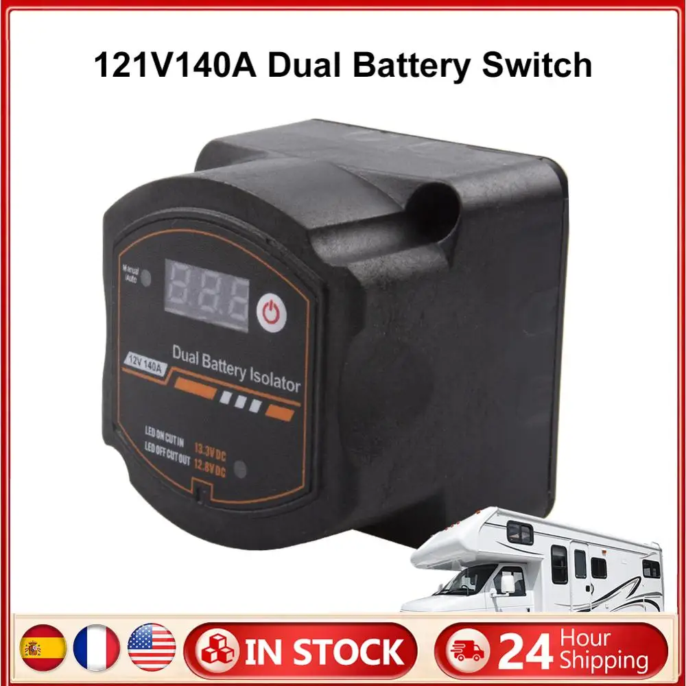 

Dual Battery Isolator with Digital Voltmeter Auto Manual Voltage Sensitive Relay Smart VSR for Camper Car RV Yacht