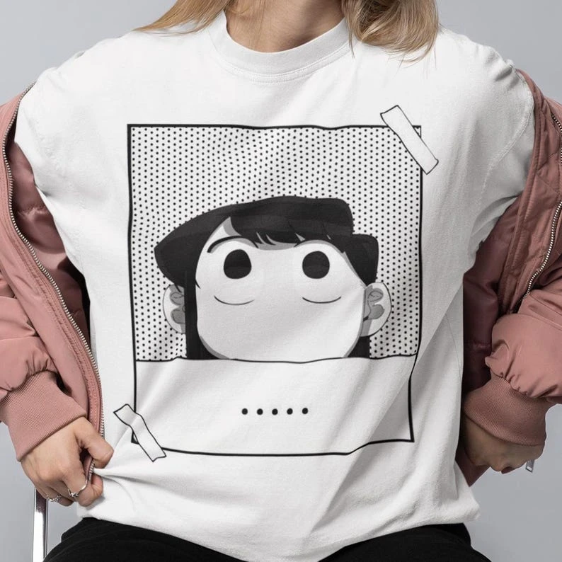 Komi Can't Communicate T-shirt Vintage Loose Oversized Unisex Print T-shirts Men Women Clothing Summer Short Sleeve Y2k Short