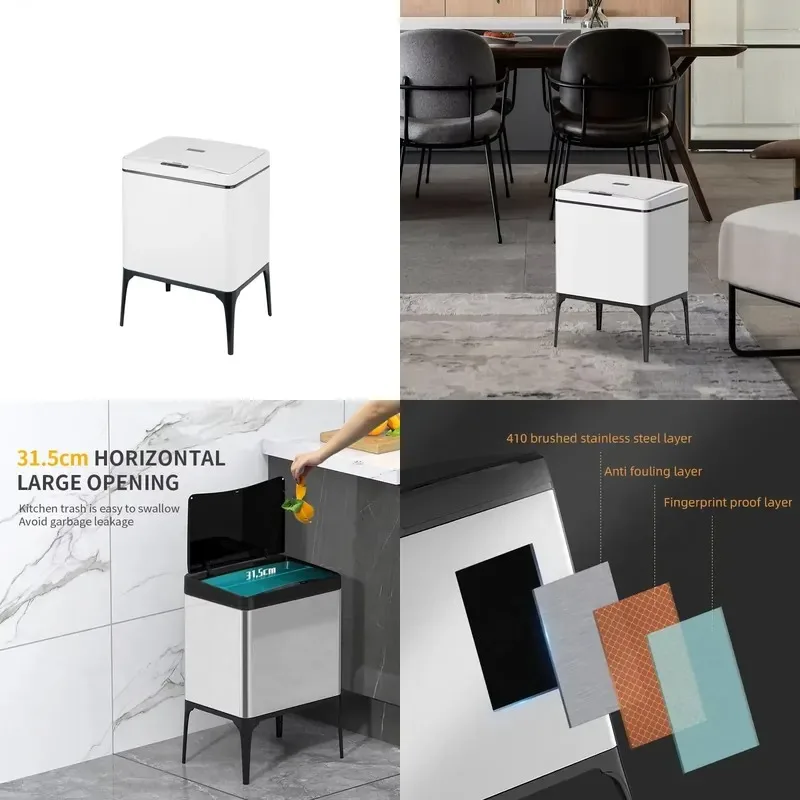 Automatic Smart Trash Can 22L Elevated Design for Kitchen Office