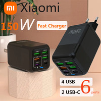 Xiaomi 150W 6 Ports PD QC 3.0 USB C Quick Charger Wall Adapter Super Fast Charging For iPhone iPhone Samsung iPad Oneplus OPPO