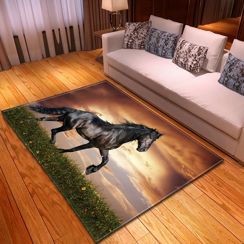 

Animal Brown Horse 3D Floor Mat Soft Flannel Carpets For Home Living Room Hallway Entrance Door Mat Bathroom Anti-slip Area Rugs