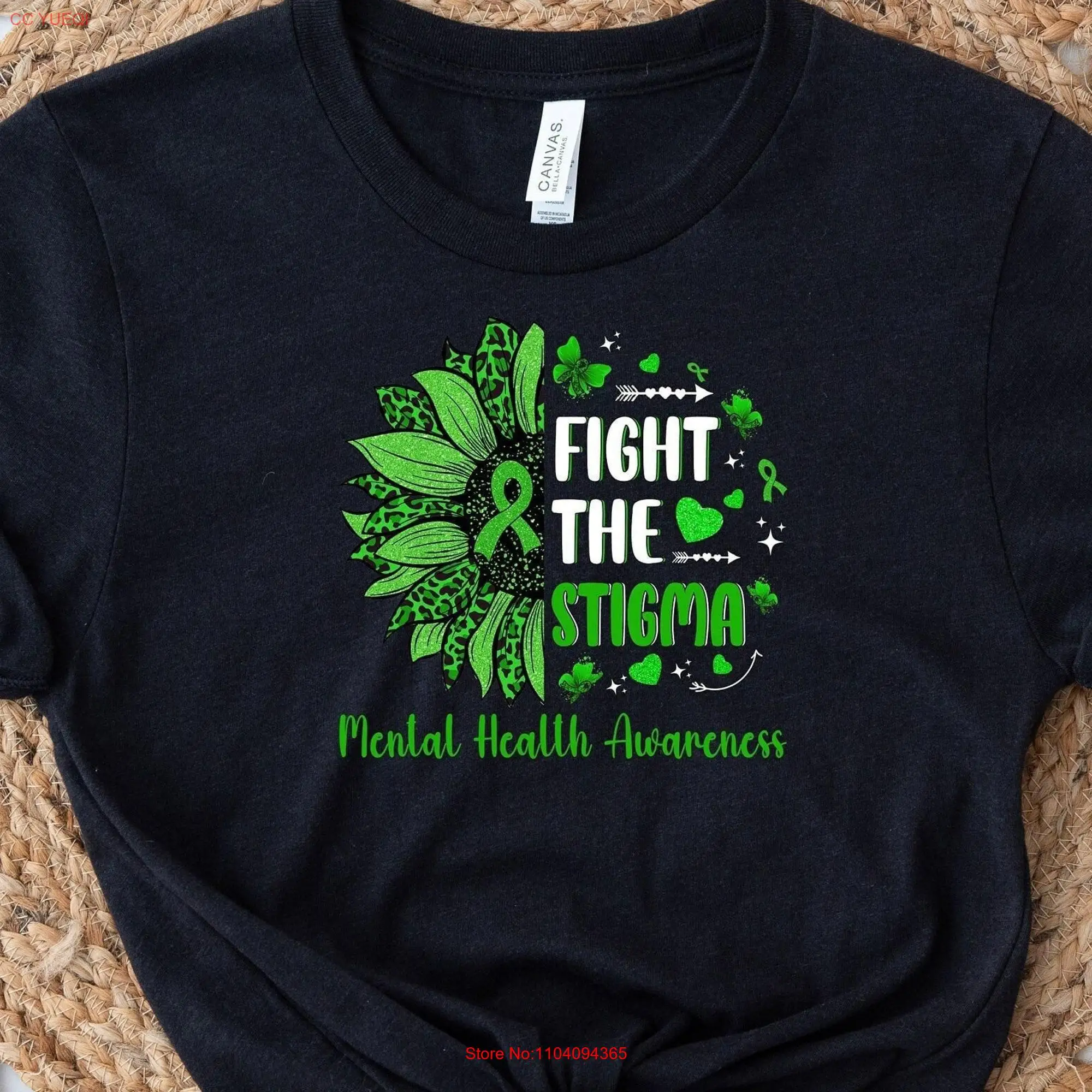 Fight The Stigma Mental Health Awareness T Shirt Inspirational Therapist Green Ribbon Psychologist Anxiety