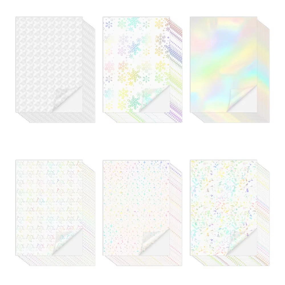 20  Sheets Lamintion Film A4 Size Paper Sticker Glossy Transparent Cold Laminating Film Sheet Holographic Film Self Adhesive