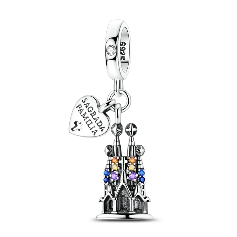 

925 Sterling Silver Travel Charms Bead CZ Zircon The Roman Colosseum Dangle Fit Original Bracelet DIY Women Jewelry Gift