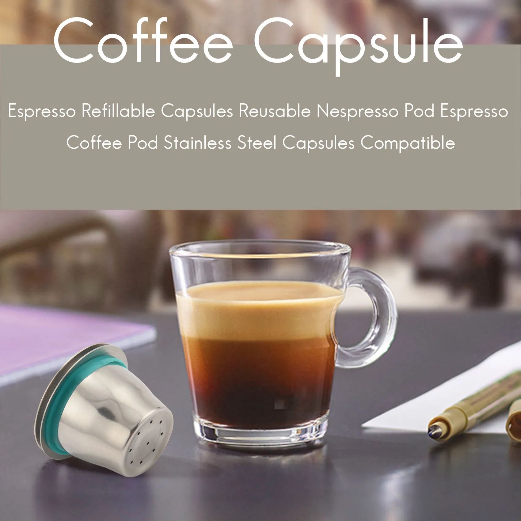 Espresso Refillable Capsules Reusable for Pod Espresso Coffee Pod Stainless Steel Capsules Compatible