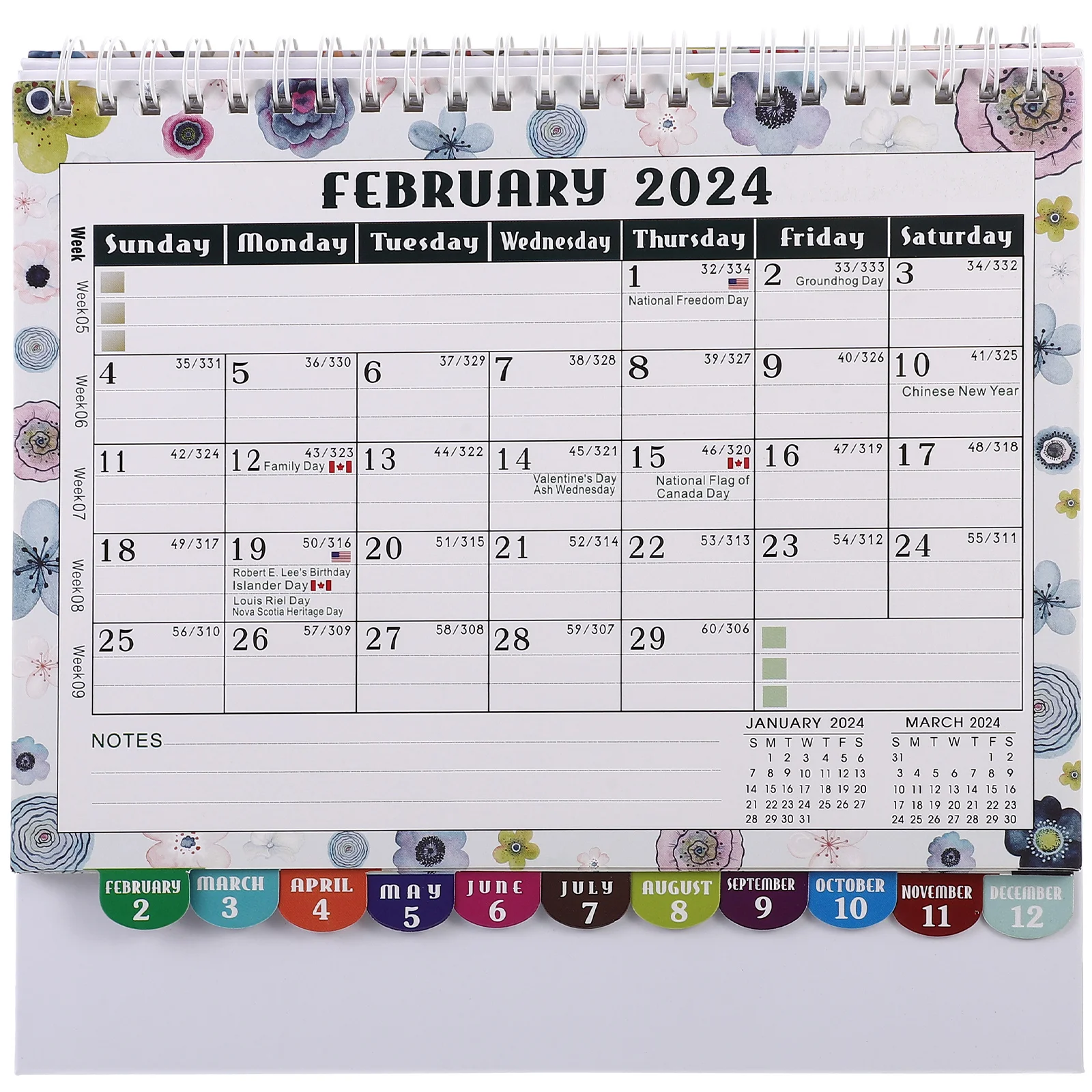 Calendario de escritorio 2024, calendarios grandes, adorno mensual de Nochevieja, suministros de oficina de mesa de papel para bolsillo en el hogar