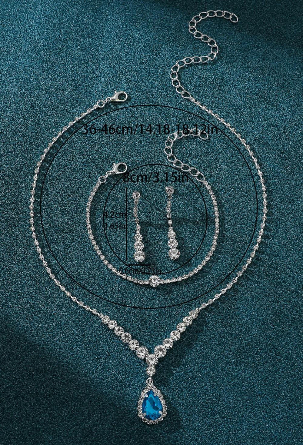 Женский комплект украшений с кристаллами (ожерелье, серьги, браслет) - аксессуары для свадебного банкета и мероприятия