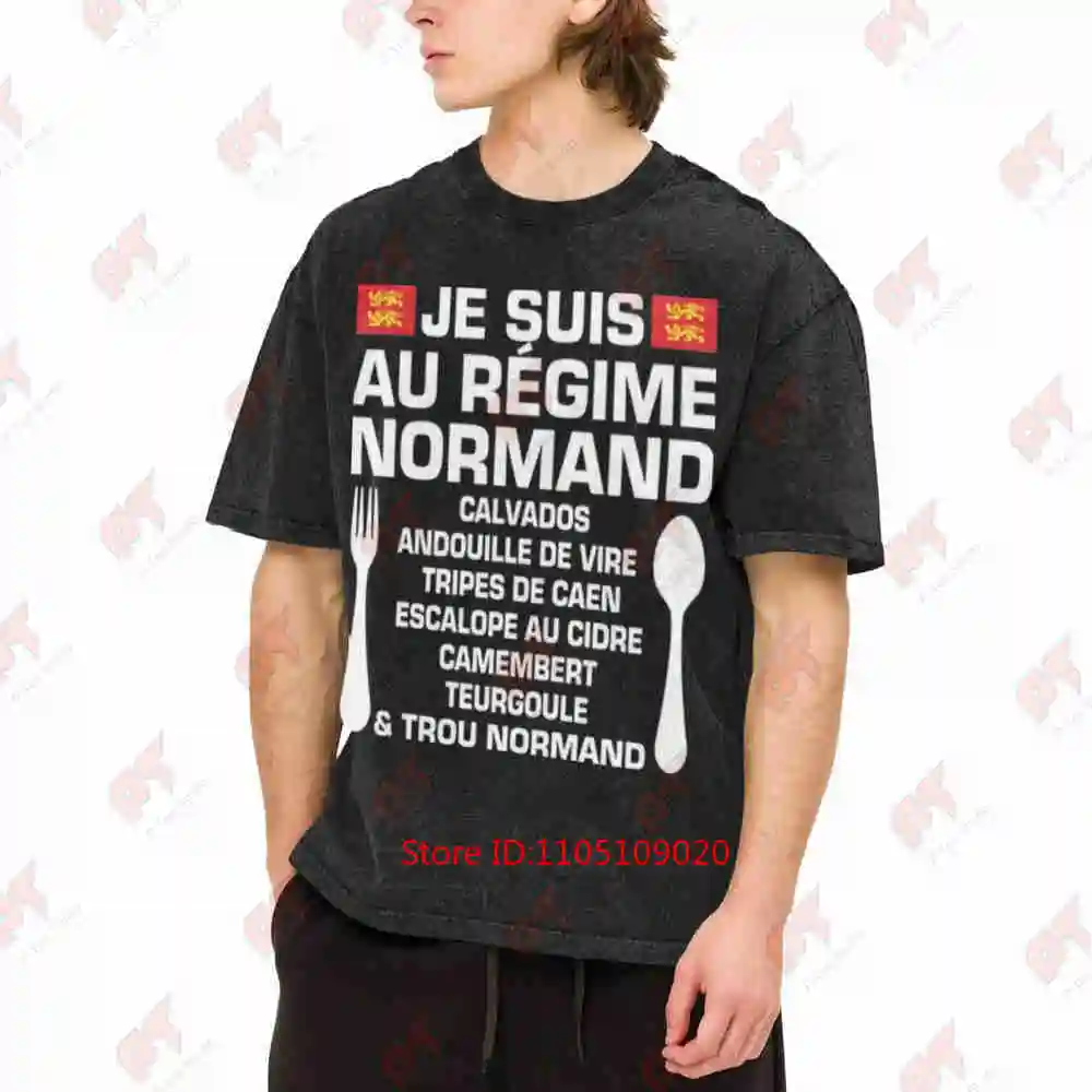 Normandy Humor Diet Aperitif Vintage Washed Tee Pure Cotton T-Shirt