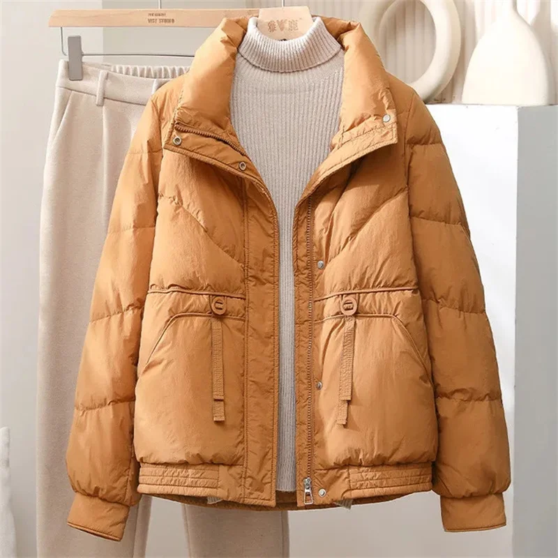 Stand Collar Versatile Short Down Cotton Jacket For Women 2025 Fashionable Cotton Jacket Slim Fit  Thickened Small Cotton Jacket