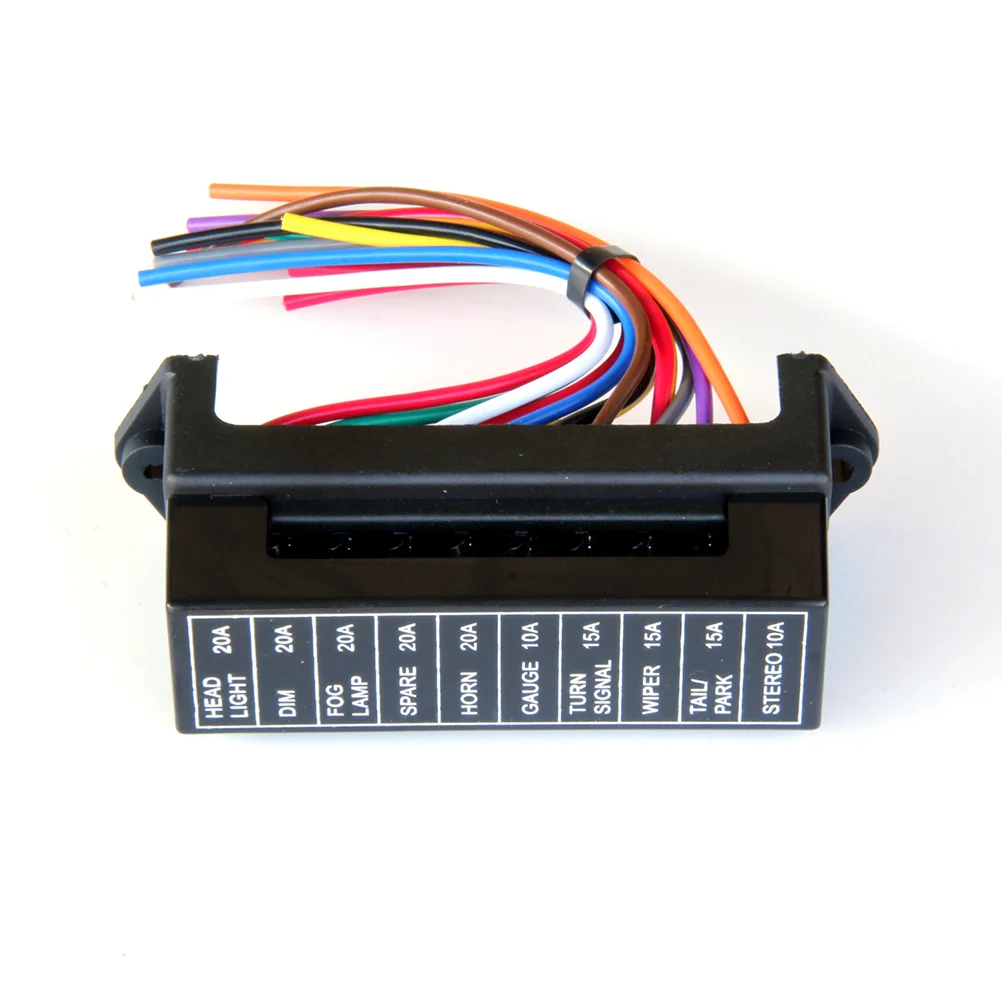 10-Way 2-Input Fuse Holder Standard Circuit Fuse Board with 15cm Wire For Car Boat Marine Truck (Fuse Not Included)