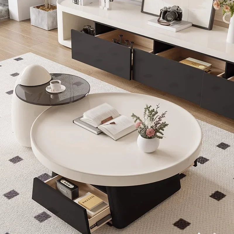 

Organizer Round Coffee Table Luxury Nordic Minimalist Modern Coffee Tables Glamour Simple Ergonomic Mesa Centro Unique Furniture