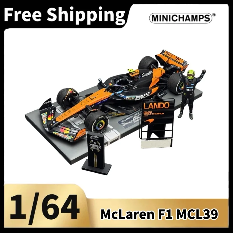 [In Stock] MINICHAMPS 1:18 McLaren MCL39 Lando Norris 2025 Abu Dhabi GP Resin F1 Diorama Set, Car Model with Figure & Trophy