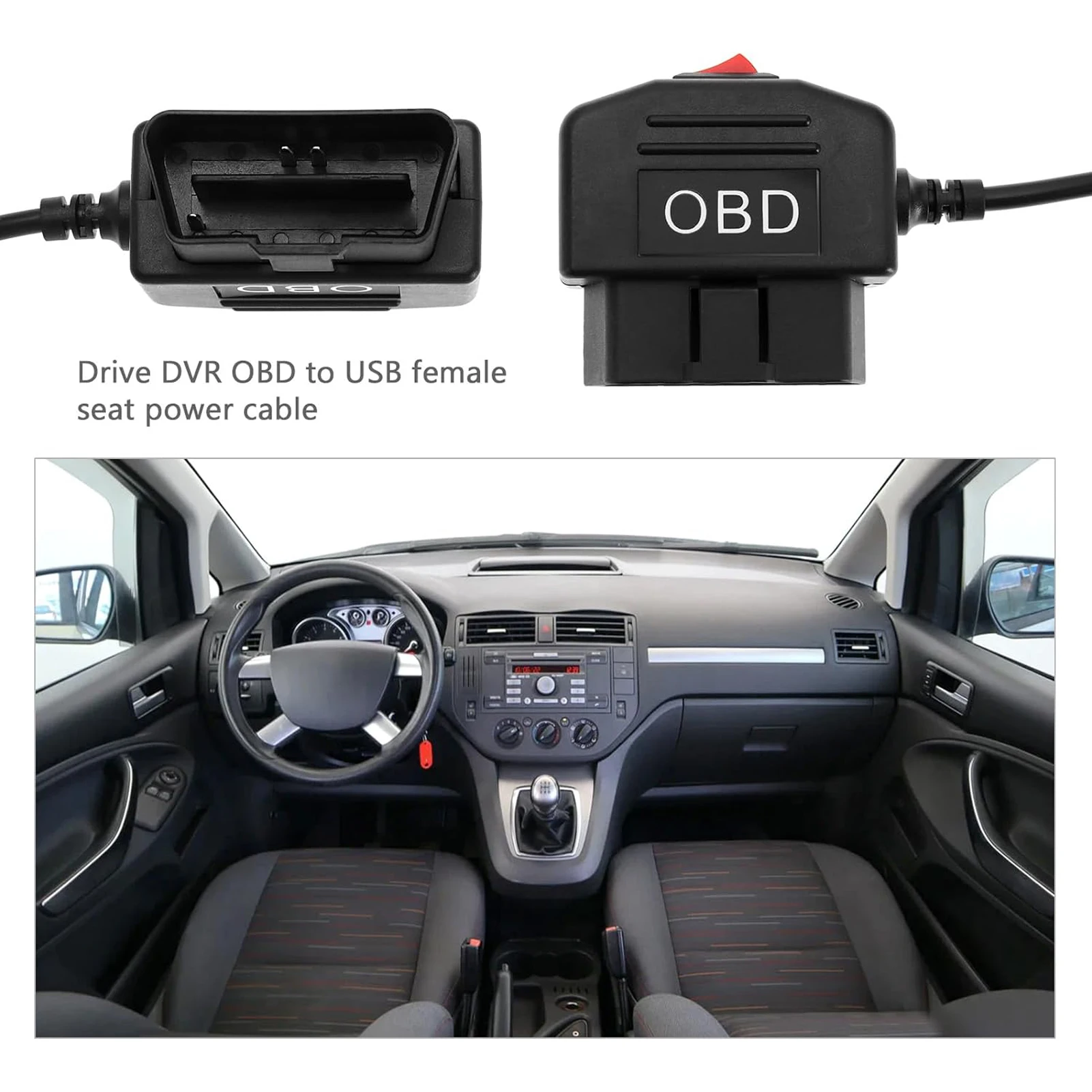 OBD To Type C Charger Power Cable For Dash Camera Car DVR 24h Parking Car Accessories 15W Battery Protection