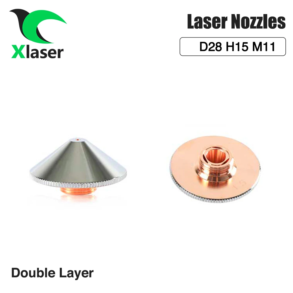 XLaser mulut pipa Dia.28mm M11 H15, kepala pemotong Laser kaliber tunggal/ganda 0.8 - 5.0mm untuk presitec WSX Raytools