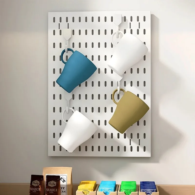 

Органайзер для хранения кухонных чашек: перфорированная доска с крючками, разделитель для кофейного уголка, дренажная подставка для чайных и кофейных чашек, витрина для чашек