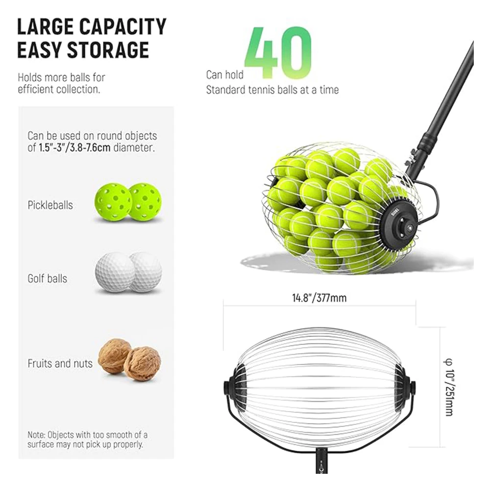 New Arrival Essential Tool for Professional Training Large Capacity Fast Tennis Ball Pickerpromote sales