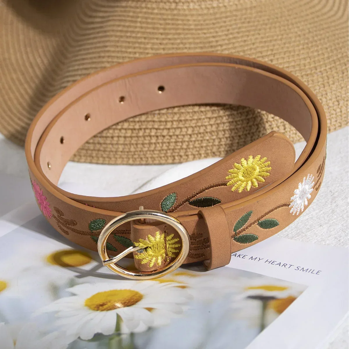 1pc Women Floral Embroidered Belt Boho Halloween