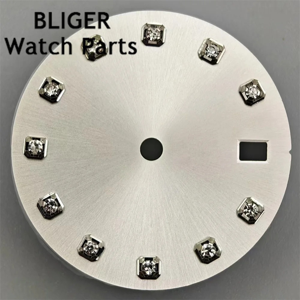 BLIGER 29mm Watch Dial White Black Green Blue Red Dial Silver Gold Rose Gold Diamond Index  Fit NH35 NH36 Movement