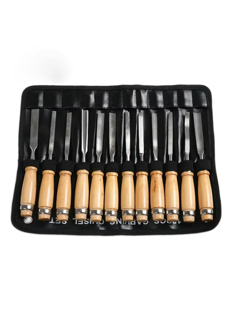 KUNLIYAOI  12Pcs Wood Carving Hand Chisel Tool Set Woodworking Professional Gouges Consruction An Carpentry Tools