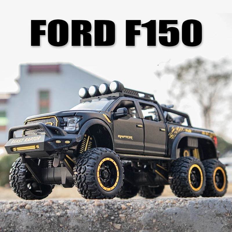 1/28 Ford Raptor F150 Alloy Car Model Diecast Toy Metal Modified Off-Road Vehicles Car Model Sound Light Collection Kids Gifts