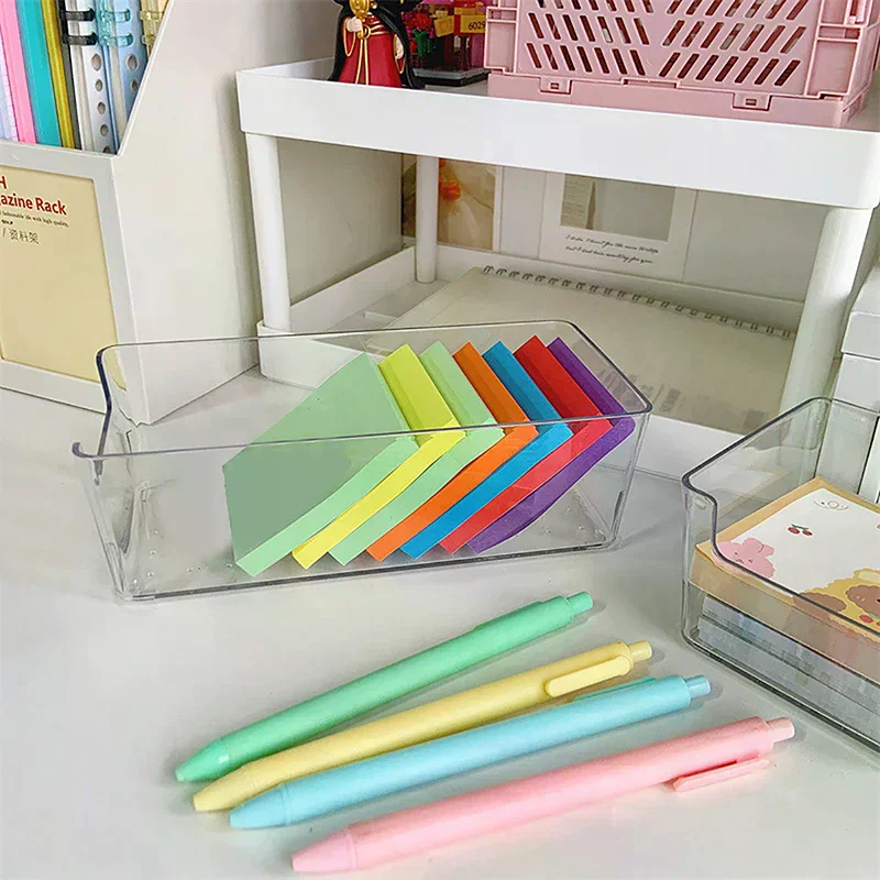 Acrylic Storage Box Transparent Desktop Organizer Large Capacity Stickers Box Subpackage Holder Desktop Stationery Storage Box