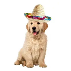 Mexican Dog Straw Hat Mini Straw Sombrero Hats Mexican Hats Sombrero Party Hats Pet Hat For De Mayo Small Pets Cats Dogs Party