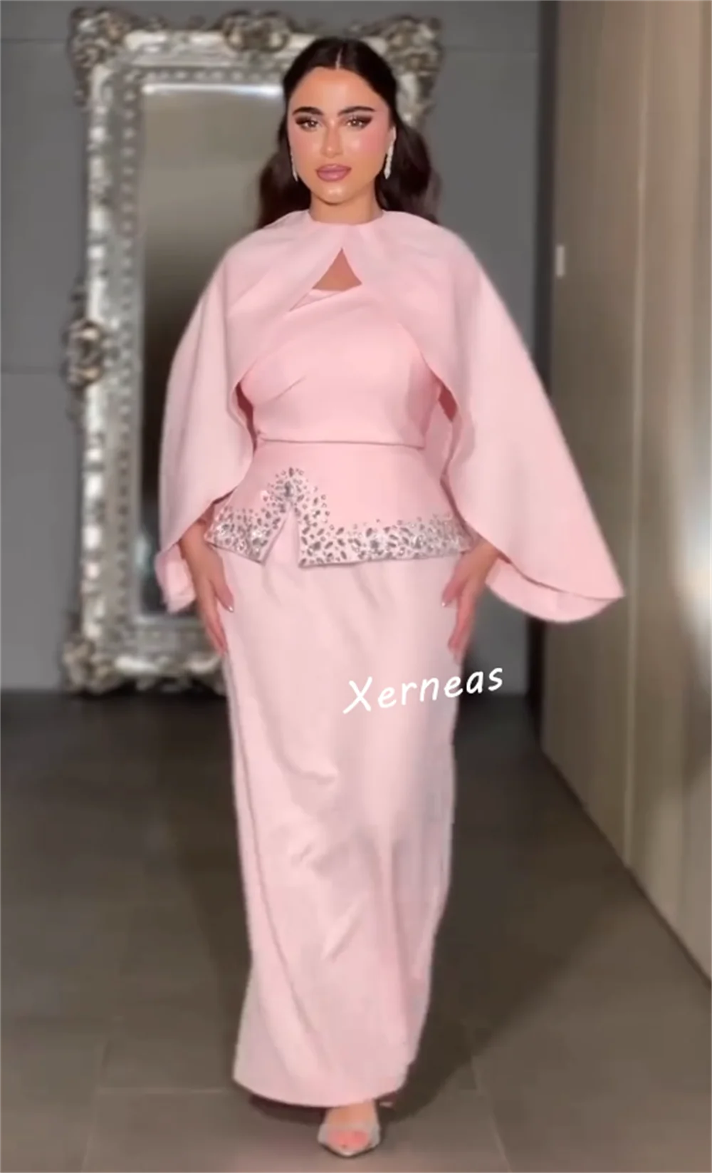 Sukienki midi proste z cekinami na zamówienie, szyte na miarę, eleganckie sukienki wieczorowe damskie na specjalne okazje, z szalem, na imprezę, ślub, błyszczące.