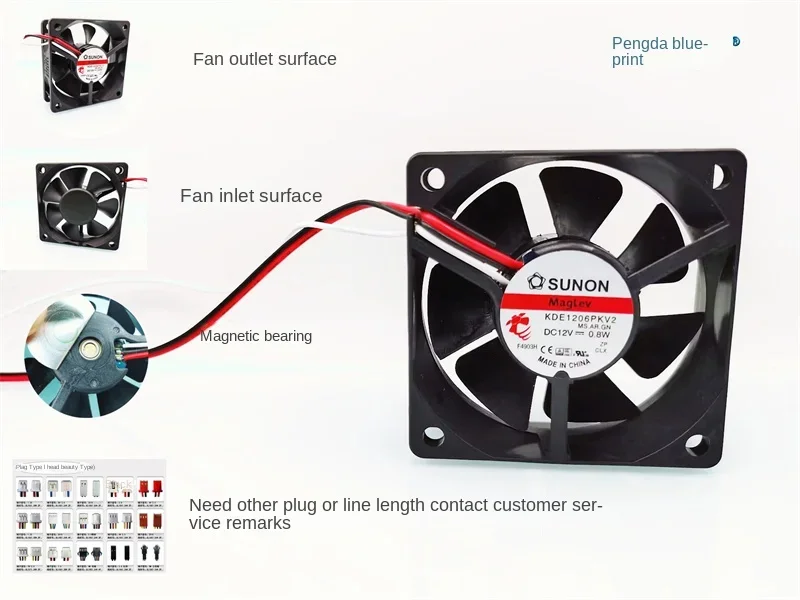 

Brand new Jianzhun KDE1206PKV2 magnetic bearing 6020 6CM 12V 0.8W alarm function fan