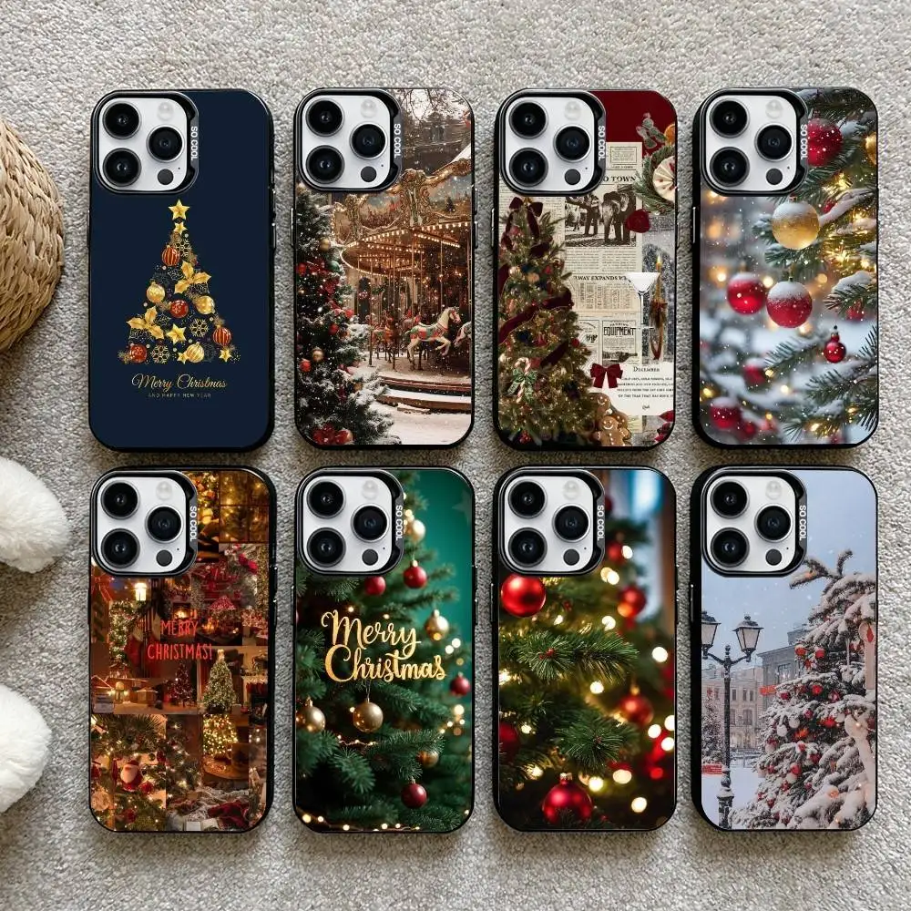 

Merry Christmas Tree Phone Case For iPhone17, 16,15,14,13,12 Pro Max Black Candy Matte Shockproof Cover