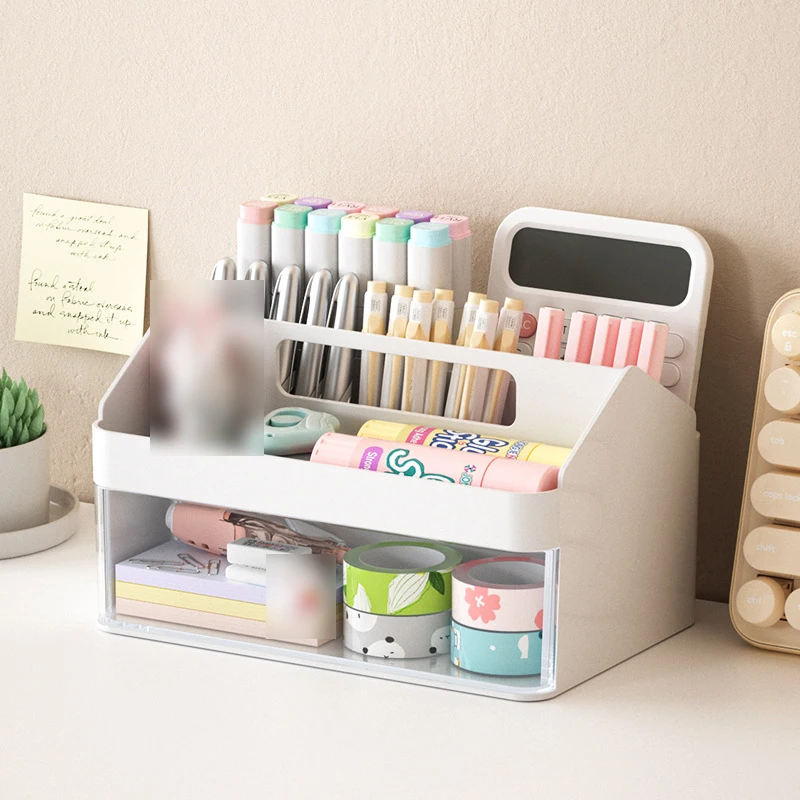 Desktop Compartment Storage Box Transparent Plastic Drawer Creative Multifunctional Student Pen Organizer Box
