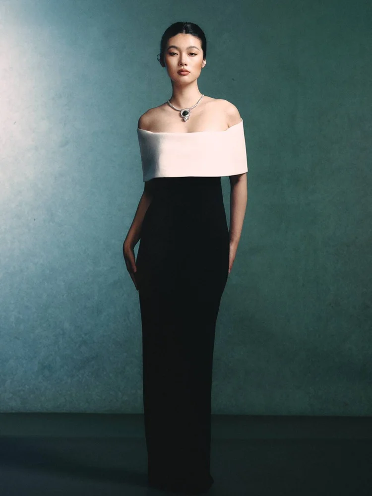 New Arrival Studio Theme Personality Simple Emotion Portrait One Shoulder Dress Photography Clothing Female Fashion Dress