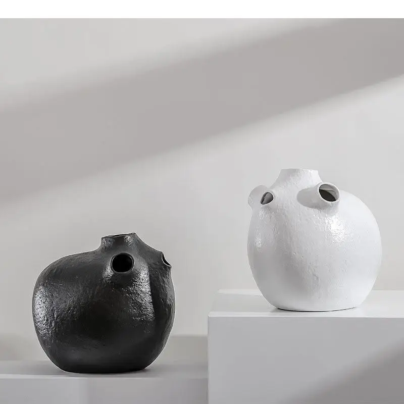 Porous Ceramic Vase Desk Decoration Artificial Flower Decorative Arrangement Modern Home Decor Floral Vases