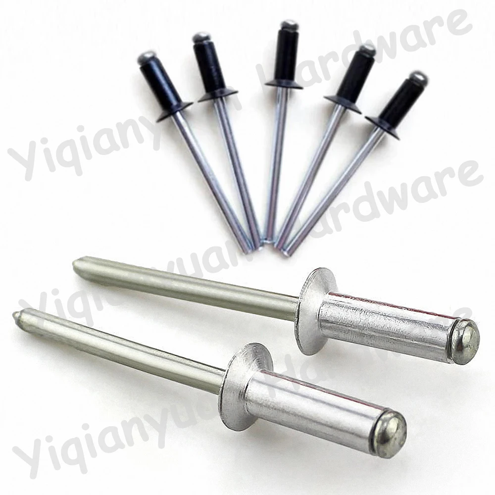 Yiqianyuan M2.4 M3 M3.2 M4 M5 Black/White Aluminum Countersunk Head Break Mandrel Blind Rivets Pull Nail Pop Open End Rivets