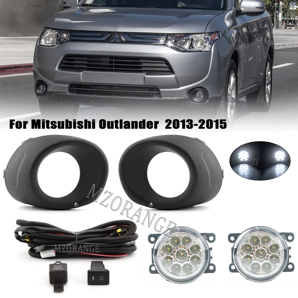 

Fog Lights for Mitsubishi Outlander 2013 2014 2015 Led Fog Light Headlight Fog Lamp Cover Grill Bezel Silver Black Frame Shell