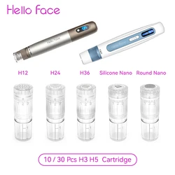Hello Face Derma Pen H3/H5 Naaldcartridge 12-pins naald Nano-HR Silicon Chip Nano Tip Werk voor Hydra pen Microneedling-apparaat