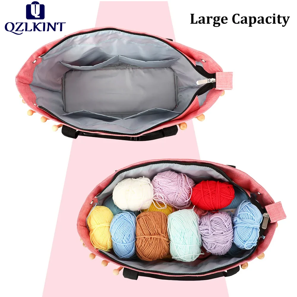 

1 piece of yarn storage tote bag is suitable for storing yarn, crochet hooks and DIY accessories.