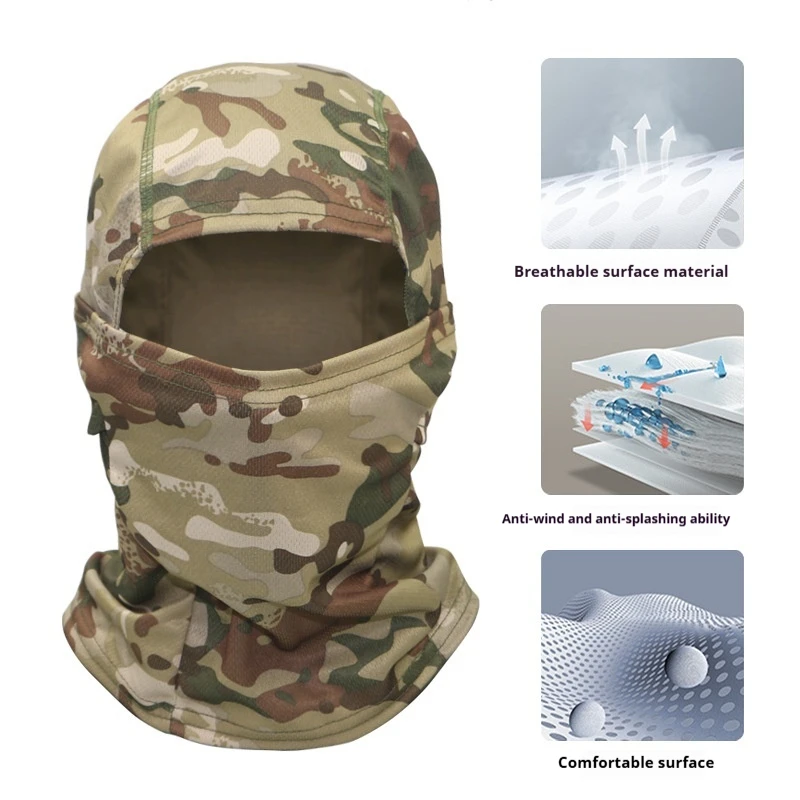 Camouflage Breathable Sun Protection Head Cover Outdoor Cycling Fishing Hiking Camping Skiing Full Face Mask Men Head Cover