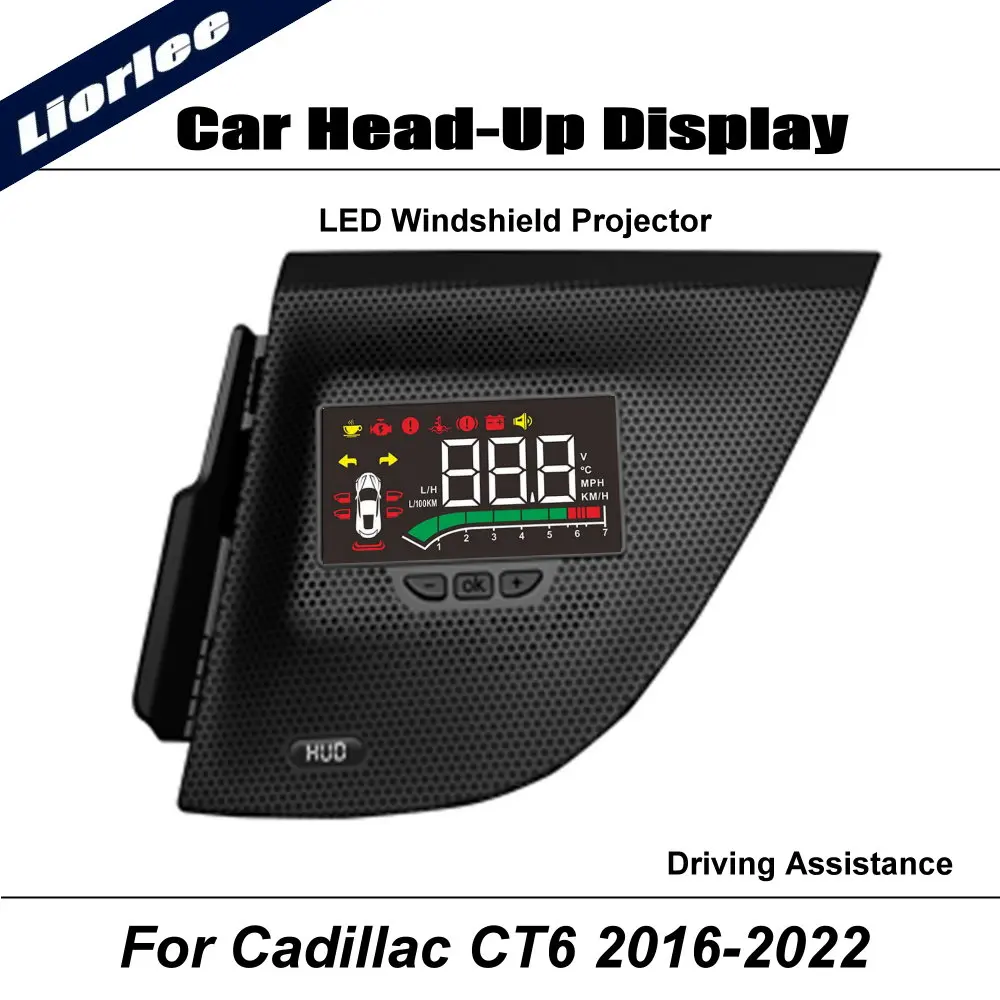 Car LED Projector For Cadillac CT6 CT6-V 2016–2022 Auto HUD Head-Up Display Windshield Safe Driving Assistance Accessories