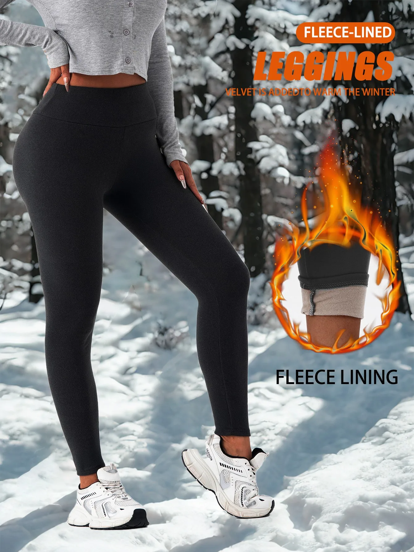 

Fitfemme Women's Yoga Pants Winter fleece leggings Tummy Control Booty Lift Fitness Running for Women