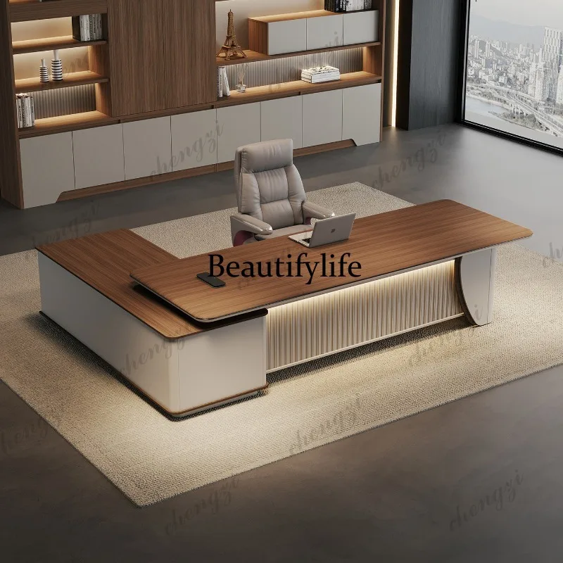 Boss desk simple modern light luxury high sense chairperson general manager office large desk desk