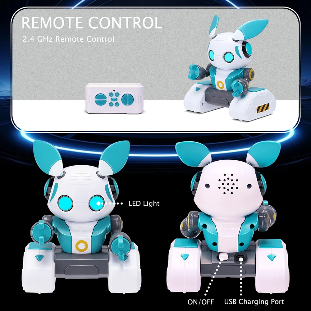 Mini Remote Control Robot 360 Degree Rotating USB Charging Tech Toy For Boys Girls